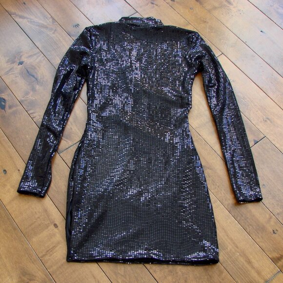 EGO Black Sequin Cut Out Mini Dress Holiday Party BRAND NEW WITH TAGS NWT NEW 8 - Picture 6 of 16